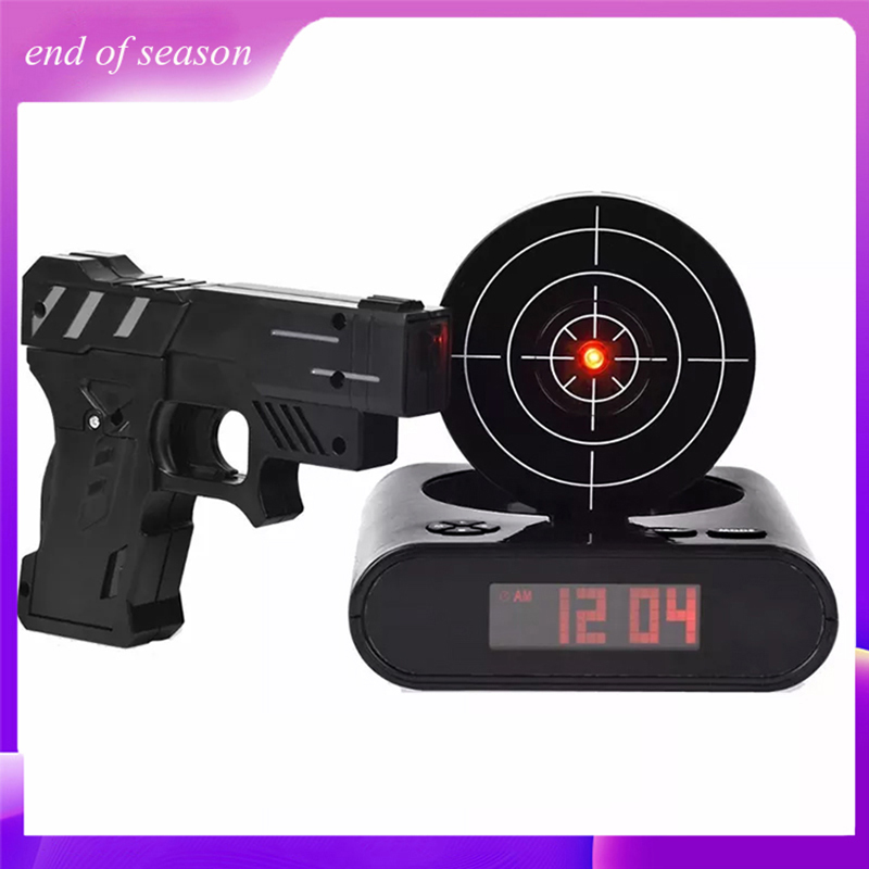 Modern Electronics Gadgets - Elektronik-Tischuhr, digitaler Pistolenwecker, Gadget-Ziel, Laserschießen für