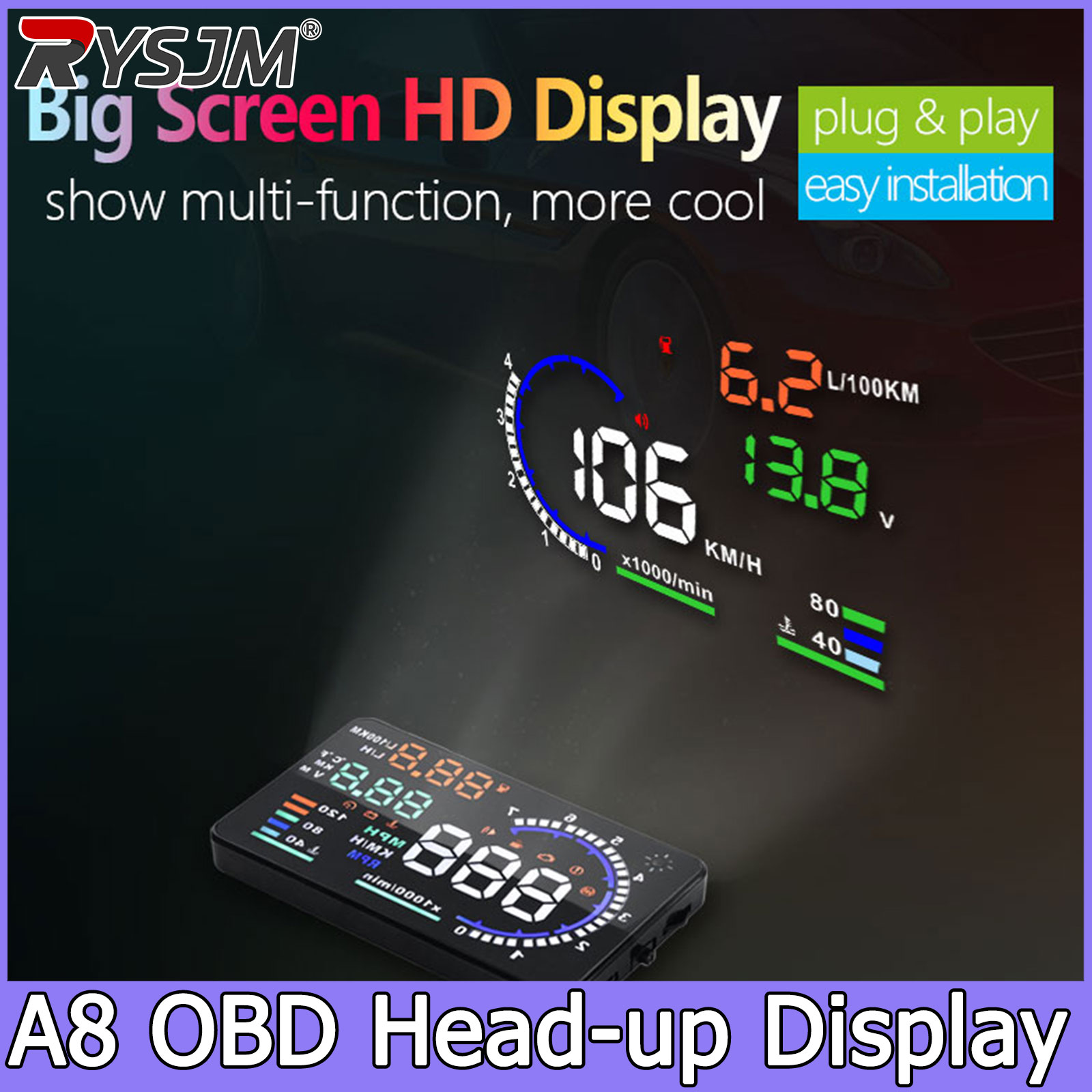 Electronics Gadgets For Car - A8 OBD HUD Head-up-Display Tachometer für
